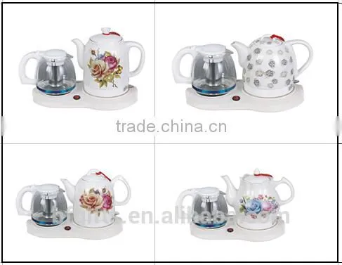Enamel kettle set/ Ceramic LED Electric kettle/ White High Quality Teapot set/ 2015 New Design