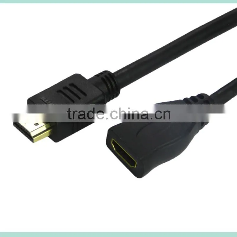 low price HDMI 19pin Male to Female cable with gold connector support 3D and 4K
