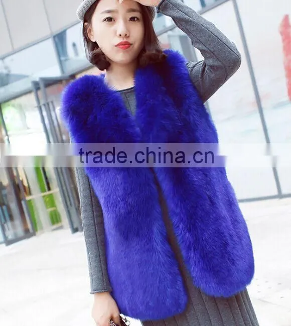 QYQX-001 High quality blue fox fur vest