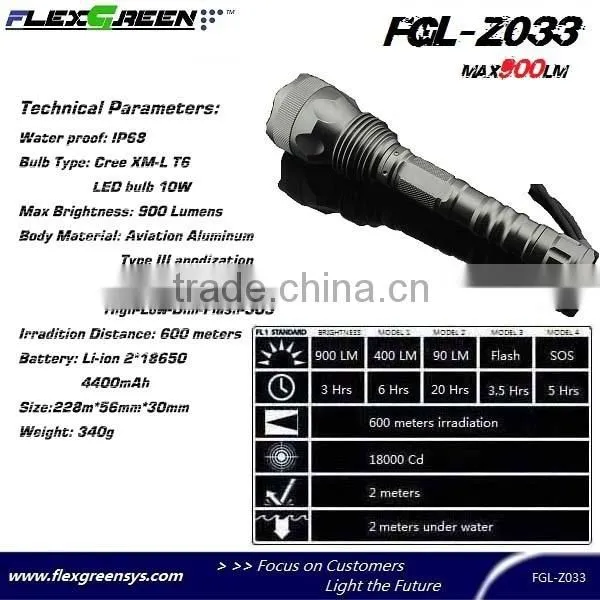 big power 2x18650 rechargeable xml T6 LED flashlight