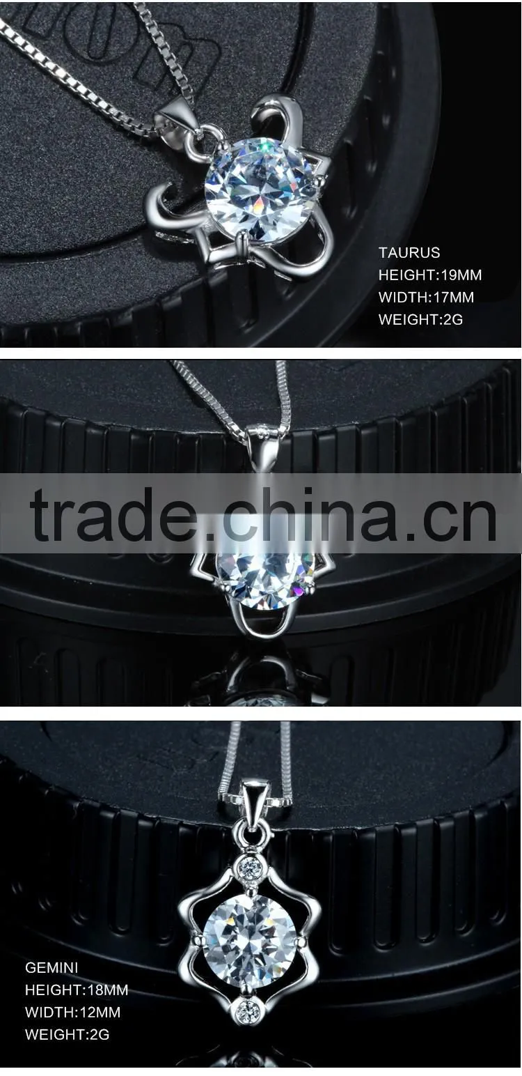 12 constellations 925 Sterling Silver pendant jewelry cubic zircon pendant