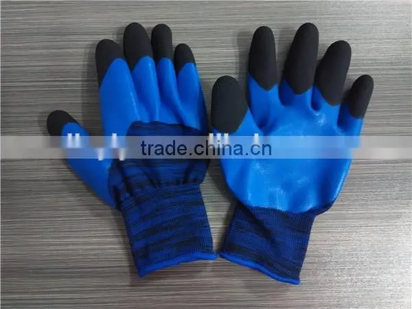 13 gauge 60g foam black/blue rubber coated blue/black nylon work glove