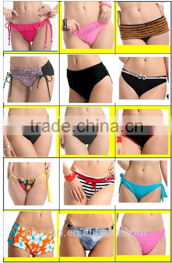OEM&ODM 2015 tie pink white stripe flirty ruffle bikini brief