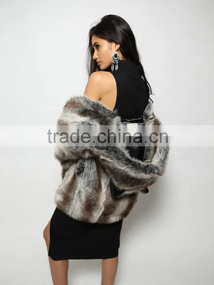 new arrival latest coat design for women wear vintage wolf faux fur coat