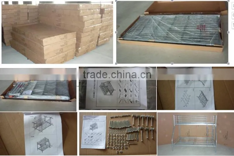 silver grey powder painting triple bunk bed metal tube