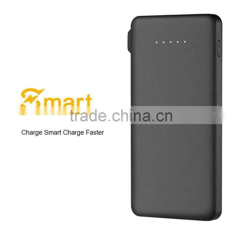 6000mAh Ultra-Slim External Battery Smart Output Power Bank Portable Charger with Built-in Micro USB Cable Line for Smartphone
