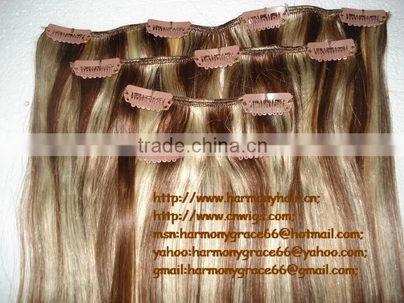 QUALITY REMY Mixed color clip on indian hair extensions