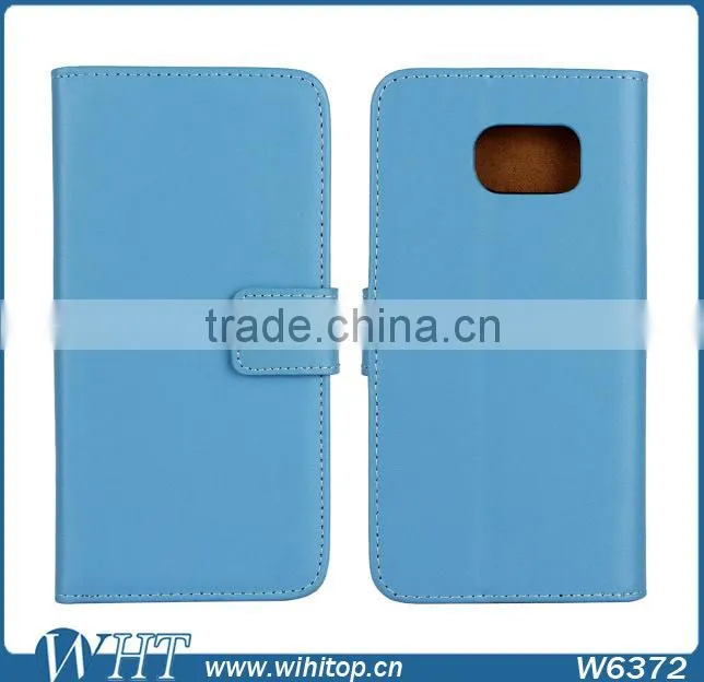 Genuine Leather Booklet Case for Samsung Galaxy S6 with Stand Card Holder