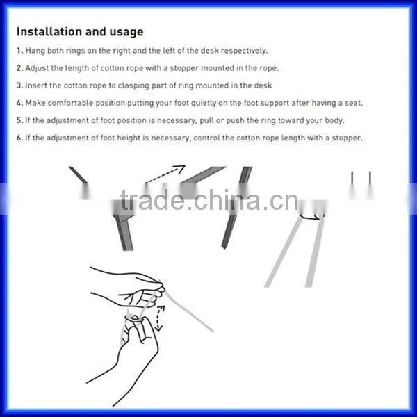 Mutifuntinal use foot rest desk hammock/mini portable desk hammock/office adjustable desk hammock