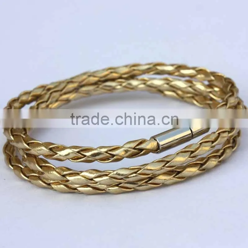 NEW Fashion Handmade Leather Wrap Wristband Cuff Punk Magnetic Buckle Bracelet