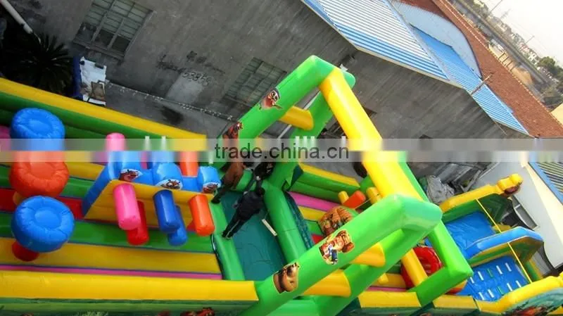 Bear Theme Amusement Park Obstacle course with Swing