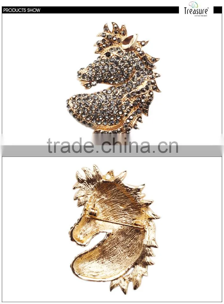 Costume jewelry rhinestone boar brooch, zinc alloy brooch, women and men brooch
