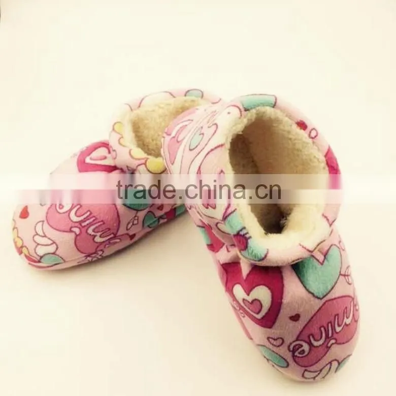 Winter new fashion colorful printed kids velvet slipper boot