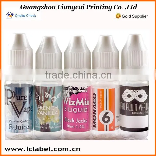 Attractive Vinyl E-liquid bottle stickers vinyl labels for 10ml e-liquid
