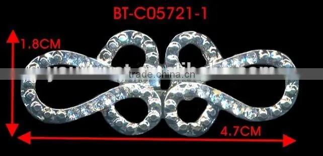 2MM Clear Cystal Rhinestone Clothing Garment Rhodium Metal Pair Buckle