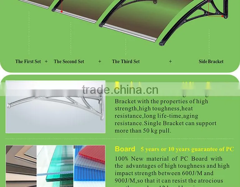 Durable polycarbonate awning wall mount bracket used awnings for sale