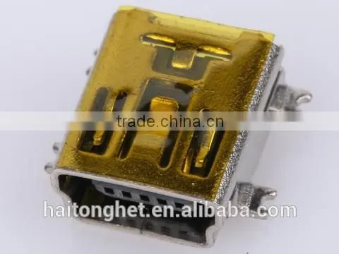 golden color waterproof 5 pin female USB socket,china supplier