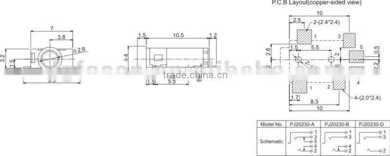 2.5 SMT phone jack module number PJ20230