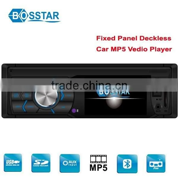 Fixed panel 3inch screen deckless car auto mp4 mp5 dvd cd mp3 fm radio receiver with bluetooth usb sd reversing rear view system