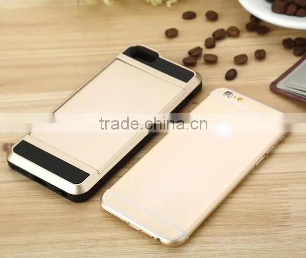 Dual Layer Armor fundas Case Luxury Soft Hybrid Slim Back cases for iphone 4 4s 5 5s 5c 6 6s Plus case cover Slide Card Cover