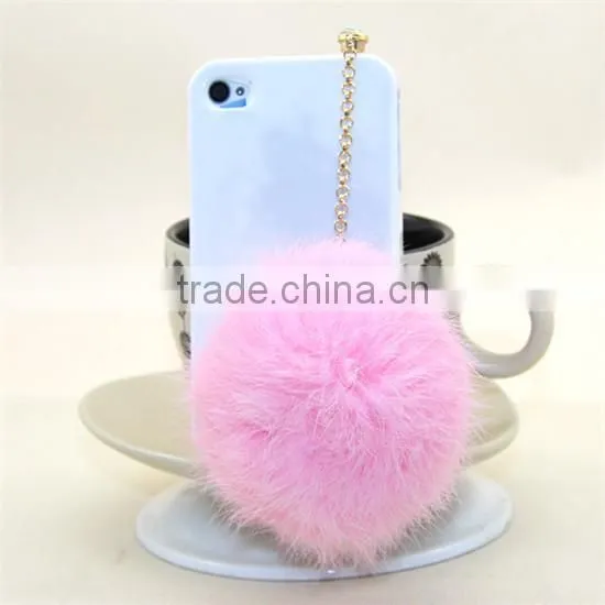 2015 wholesale Fashion Sparkling Diamond 3.5mm crown Dustproof Plug for mobile phone,Pearl rabbit hair ball dustproof plug