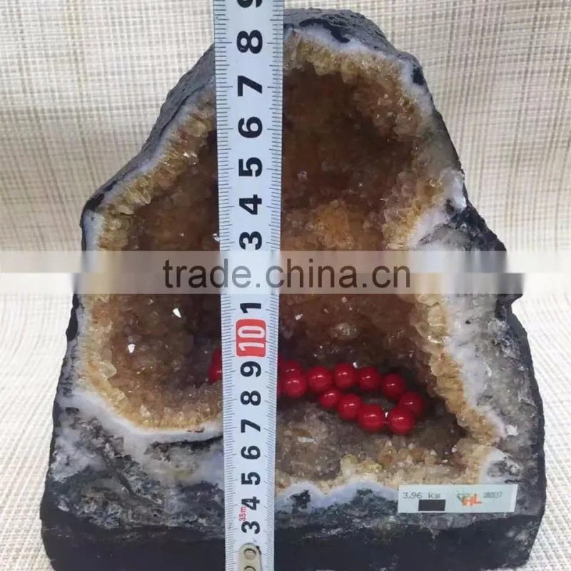 Natural Rock Crystal Citrine Geodes Ornament For Sale
