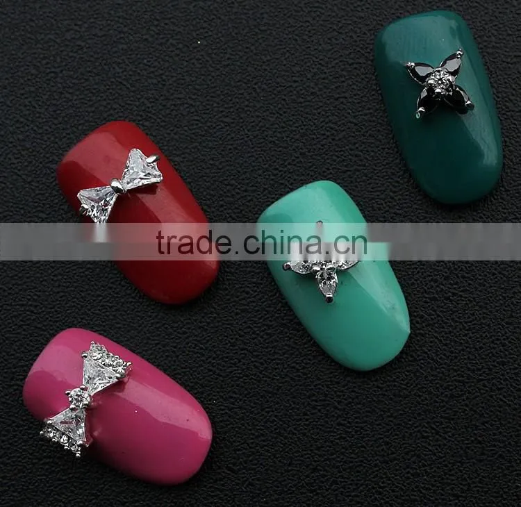 strong quality heart design shining rhinestone and zircon metal jewelry for DIY nail art