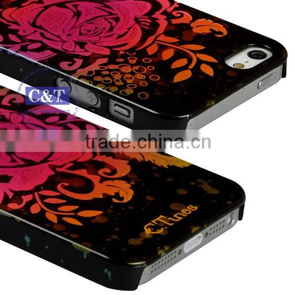 C&T Luxury Silver Foil Flower Rose Glitter Hard Case Cover for iPhone 5/5S