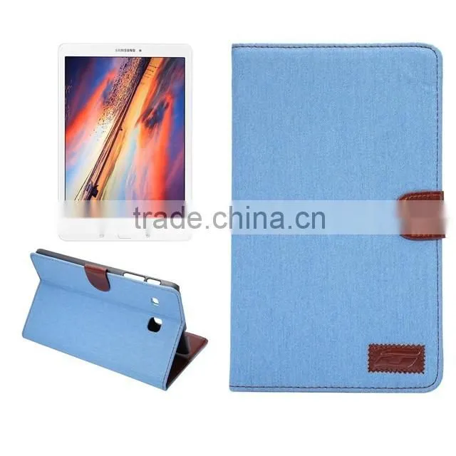for Samsung Tab E 8.0, Classic design Jeans leather standcase, flip wallet leather case, PU leather tablet case