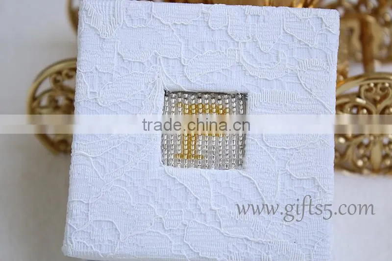 Luxury engagement box wedding ring box with beaded name plate of P