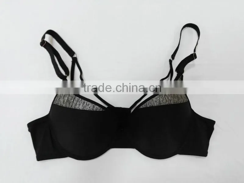 2016 Latest Design Cross Back Thick Pad Push UP Super Support Bra