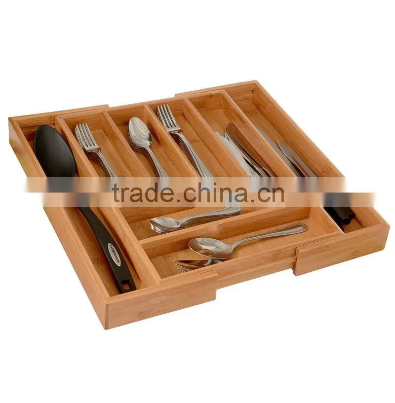 Home-it Expandable Bamboo Cutlery drawer organizer, Flatware drawer dividers