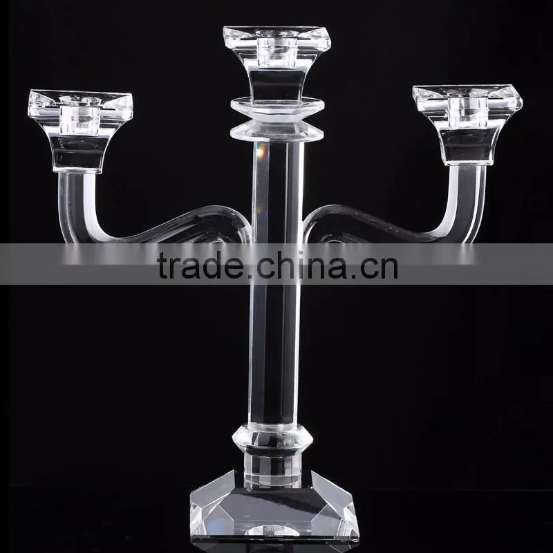 3 arms Transparent Crystal Candle Holder Centerpieces for Wedding Table Decoration