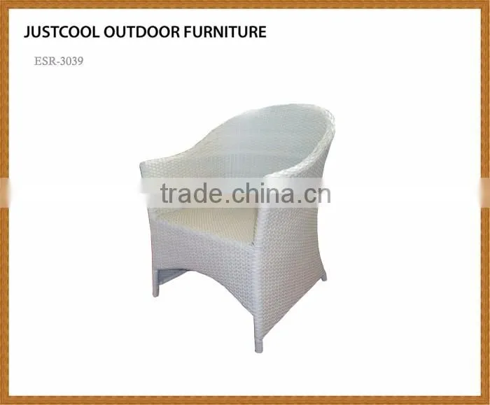 Cheap outdoor furniture PE rattan white reclining chair