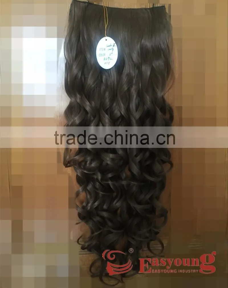 Natural brown clip in curly hair extensions. heat resistant hair pieces