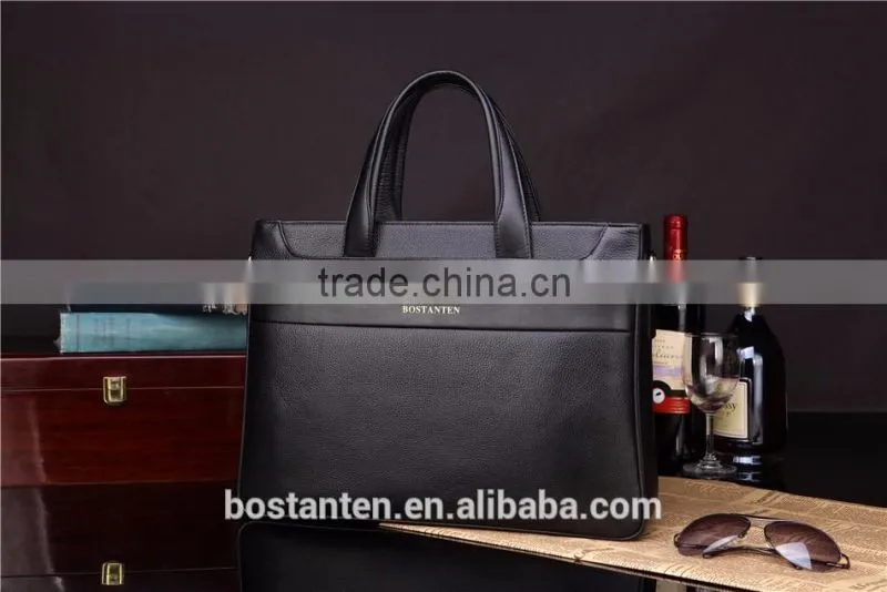 horizontal cowhide leather vintage men briefcase laptop bag messenger hand bag