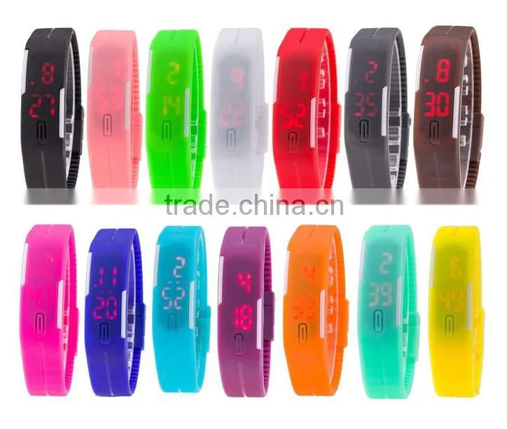 2016 Fashion Touch Screen Candy-color LED Bracelet Digital Watches Wrist Watch Sports Wristwatch Silicone band led wristwatch