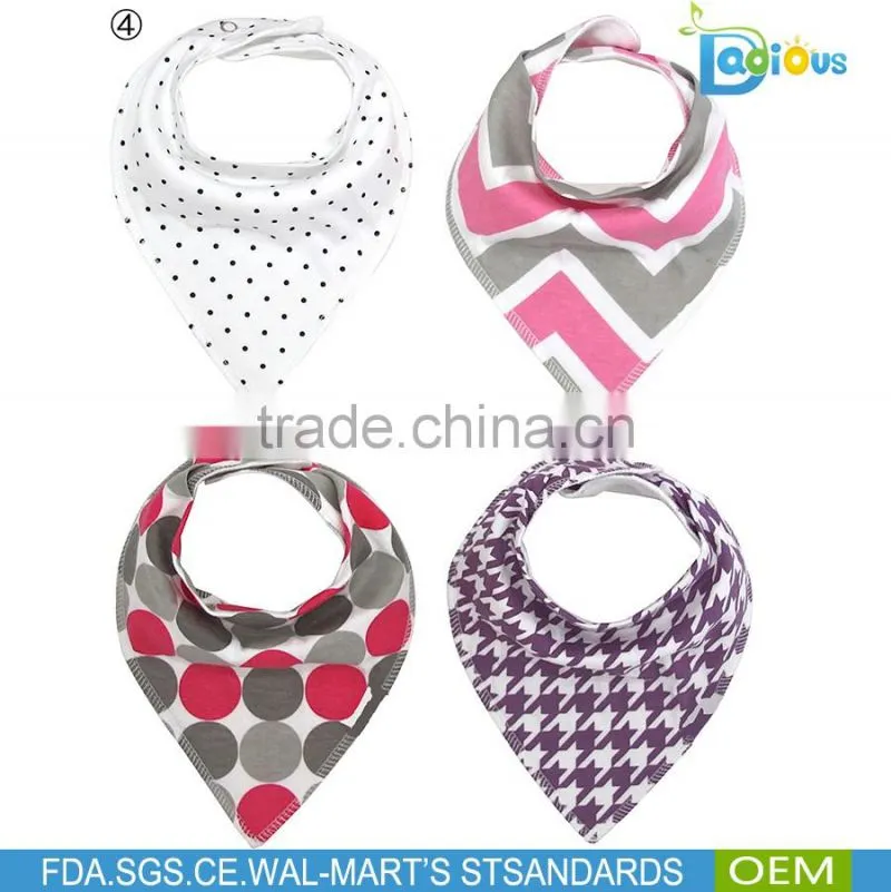 stylish white and black baby boys bibs 100% cotton baby bandana bibs