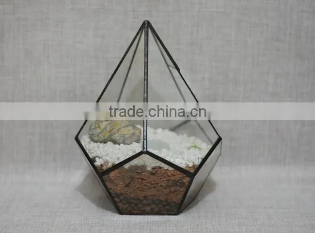 Micro landscape decor handblown clear irregular geometric glass terrarium
