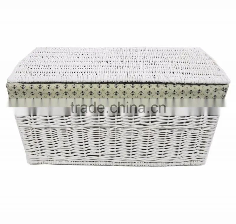 Rectangular Honey Wicker Storage basket Willow Wicker Hamper Storage Basket-With Cream Linning