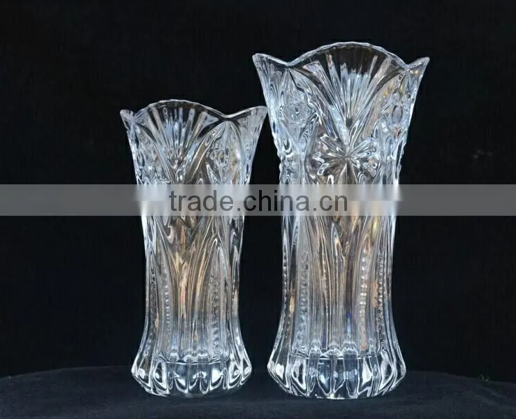 Home or office decoration carving glass flower vase ornamental vases