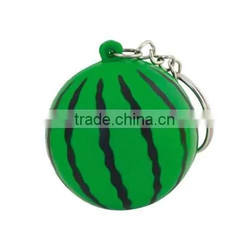 Popular promotional anti stress fruit keyring custom pu ball keyring