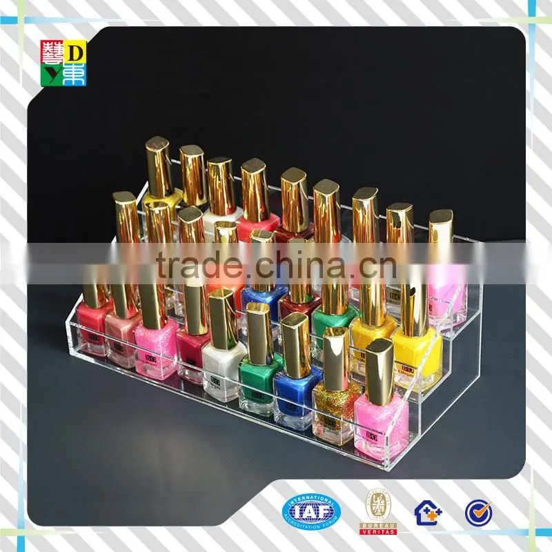 2015 custom high clear acrylic nail polish holder simple design 5 stairs acrylic nail polish display acrylic nailpolish stand