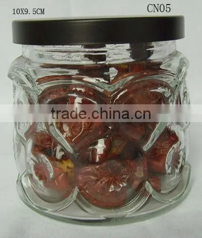 mini clear cylinder glass jar with design