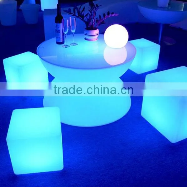 flashing plastic led cube chair and desk for bar
