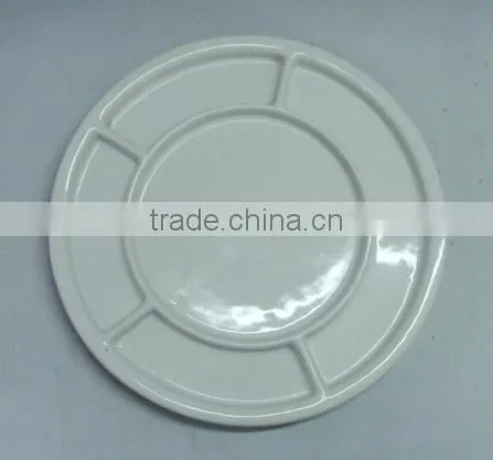 popular rectangle ceramic two divided plate