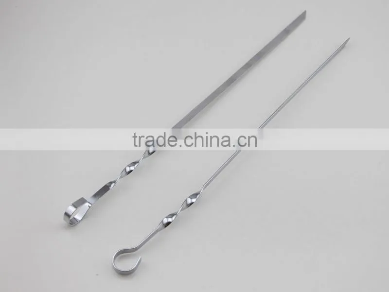 Stainless Steel Grilling Kabob Skewers with Ring-Tip Handle