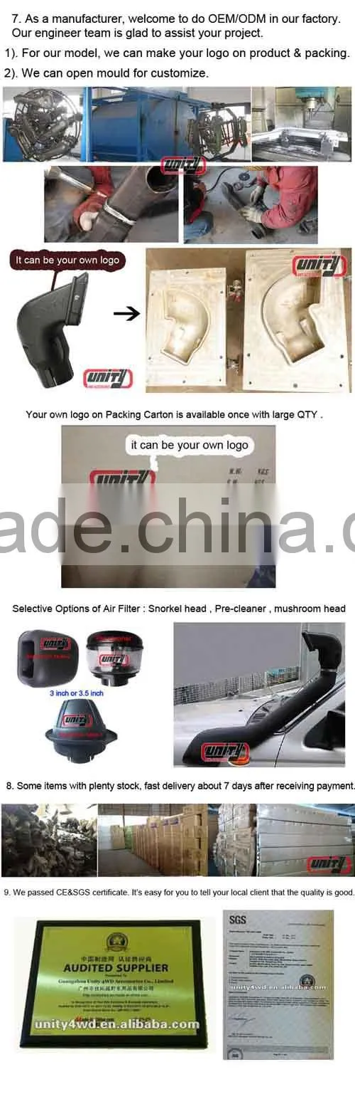 4wd offroad LLDPE 4x4 snorkel / 4x4 snorkel kit / snorkel 4x4 for V73A