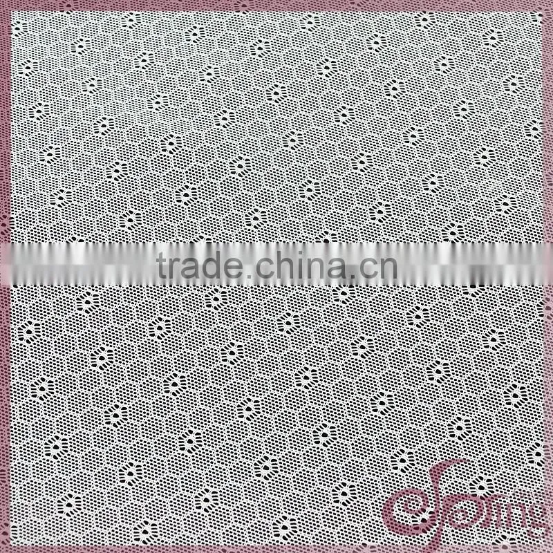 White geometric small flower elastic lace tricot fabric, decorative bridal lace fabrics
