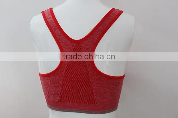 Women red sexy sports bra with zipper in front